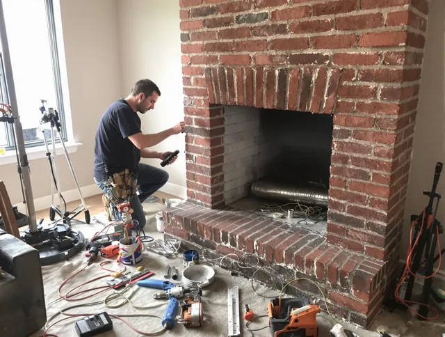 Bluffton Chimney Sweep specialist finalizing chimney liner service in Bluffton, SC