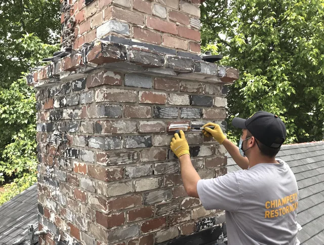 In-progress chimney restoration by Bluffton Chimney Sweep in Bluffton, SC